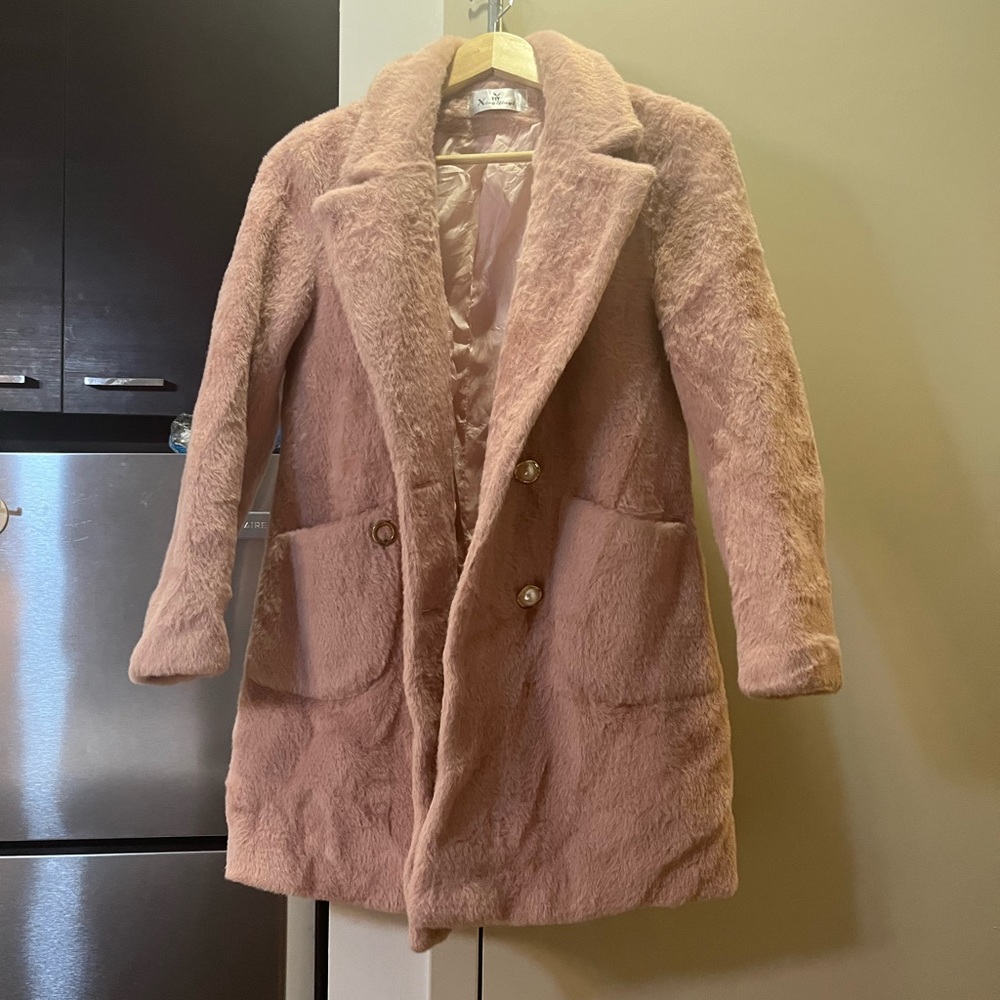 Pink fur coat